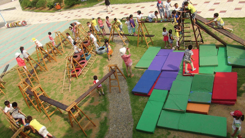 Children creating their own playground and learning environments, with no adults in sight.